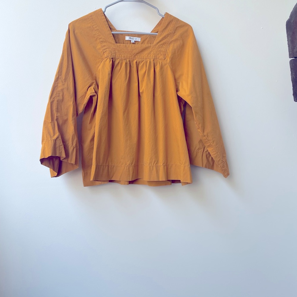 Madewell mustard billowy top